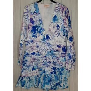 Rococo Sand Mini Ruffle Floral Dress Size XL Long Sleeve Bohemian Resort